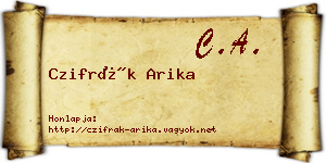 Czifrák Arika névjegykártya